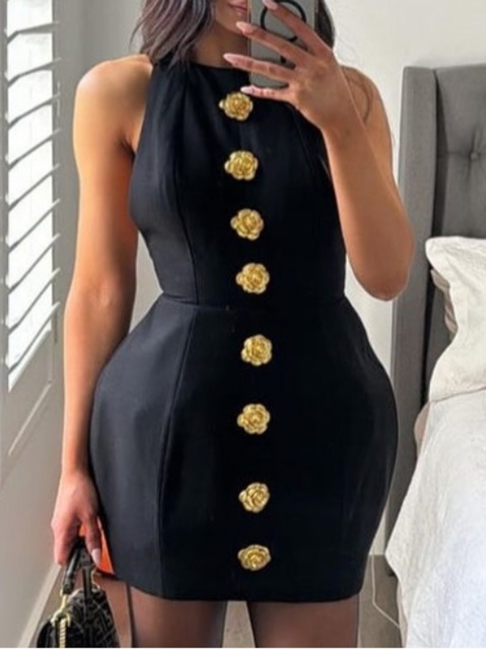 Atoir The Tiffany Dress with Gold Floral Buttons Size US 8 
New